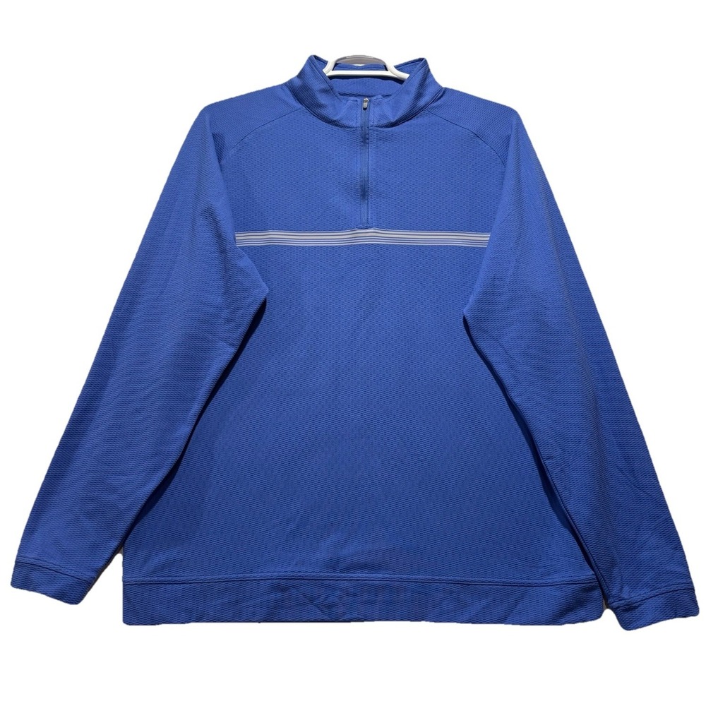Peter Millar Perth Engineered 1/4 Zip Pullover Men's‎ XXL Blue Stripe Wicking